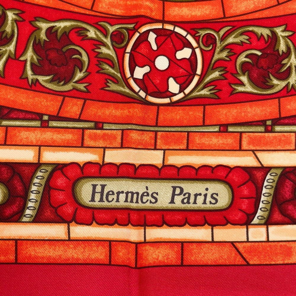RARE! NOWT Hermes Scarf "Lumbers de Paris" in Red - Picture 4 of 13